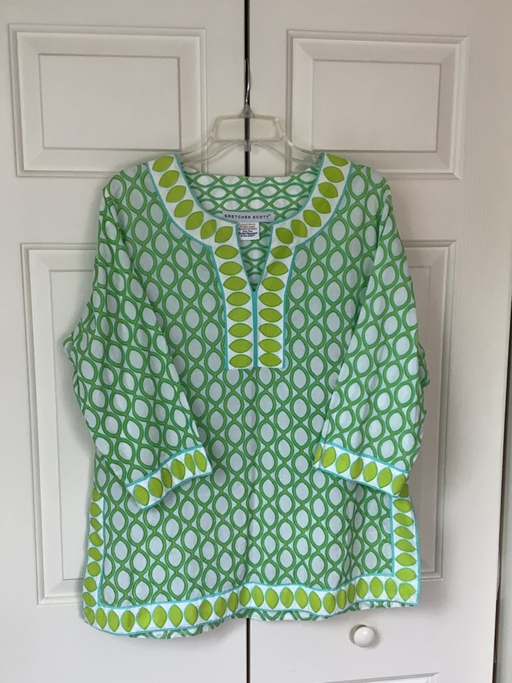Gretchen Scott Designs Lime & White Geo-Print Tunic.